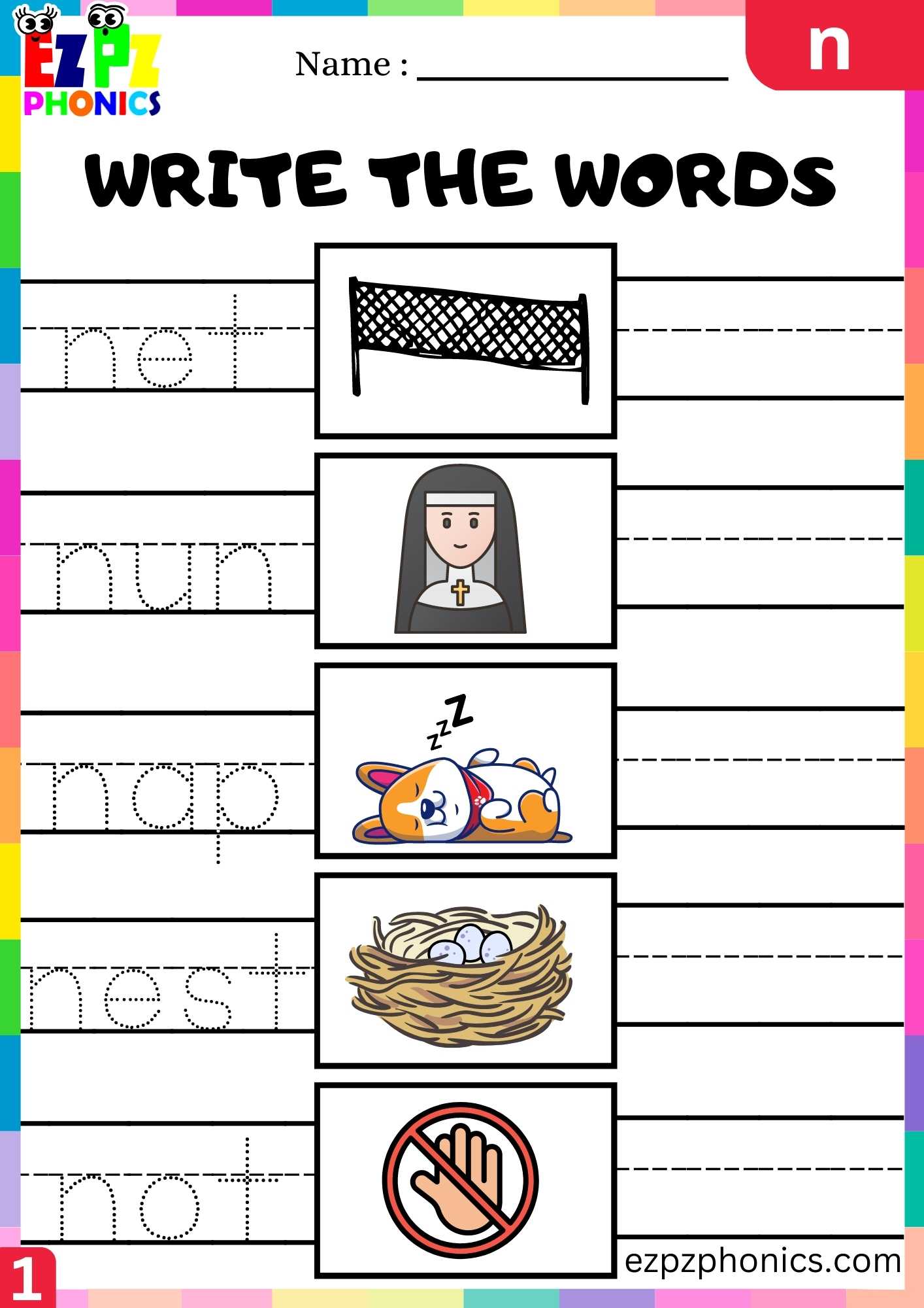 Letter N Write The Words Beginning Sounds Worksheet